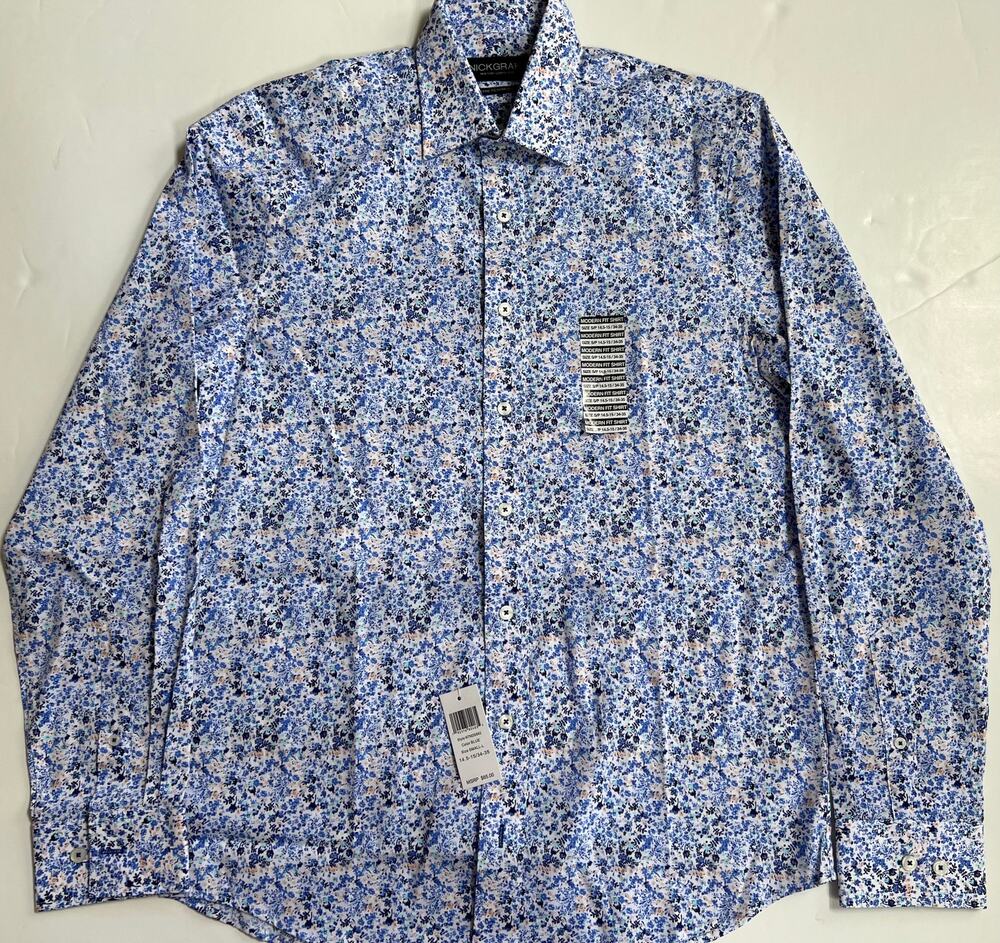 Nick Graham Men's Floral Performance Stretch Cotton Blend Dress Shirt Size S NWT